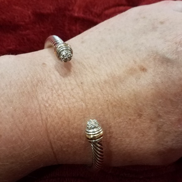 David Yurman Jewelry - David Yurman ~ 5mm 14K Pave Diamonds Bracelet
